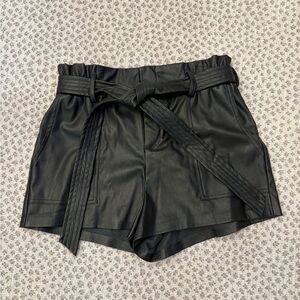 Lina High Waist Black Faux Leather Shorts